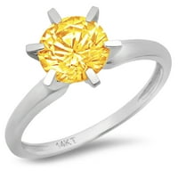 3CT okrugli rez žuti prirodni citrinski 18K bijeli zlatni godišnjica zaručničke prstene veličine 8.5