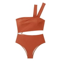 Žene kupaći kostimi jedno-kupaći kostim u boji Čvrsti visoki ženski rame One kostimi za plivanje za