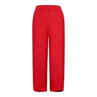 Naughtyhood posteljina hlače, ženske casual pantalone labave solidne elastične struke duge hlače sa džepom crvene m