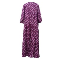 Steani Maxi haljine za žene Žensko ljetno casual moda Geometrijski print izrez čipke Bubble Srednje