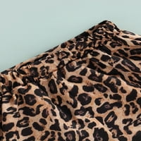 Eyicmarn Girls Ljeto odijelo Crna majica kratkih rukava O vrat + leopard print kratke hlače + traka za glavu