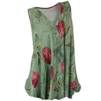 Žene Ljetni vrhovi Labavi cvjetni print Tunic TOPS Casual V izrez kratkih rukava Comfy bez rukava za punjenje bez rukava Bluze