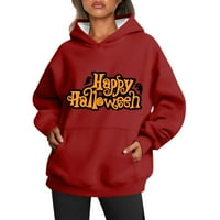 Dukseri za žene Ženski modni dugi rukav labav okrugli vrat Fleece Hallo-Ween Print Hoodies Duwethirt