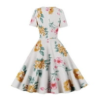 Elegantne haljine za žene s dugim rukavima Ljetne haljine Ženske vintage print haljine kratkih rukava