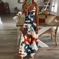 Američka zastava Maxi haljina za žene 4. jula Patriotske duge turske haljine casual labave džepne haljine