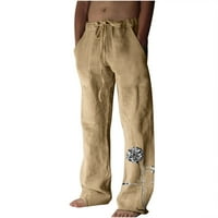 Xysaqa muške posteljine duge hlače casual labavo joga jogger hlače, muškarci tiskani lagani džepovi za crtanje na plaži