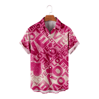 Ružičasta ljubavna srca Muška košulja tiskanje plaža Kids Kids Style Hawaiian Boys Majica Moda Rever Jednosmjerni slobodno vrijeme kratkih rukava, B-100
