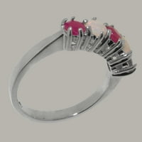 Britanci izrađeni sterling srebrni prirodni rubin i opal ženski Wingens Obećaj prsten - Opcije veličine - veličina 4.5