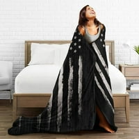Newhomestyle 3D flannel plišani pokrivač, 80 X60 Vintage crno-sivo grunge Američka zastava Independence2,