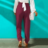 Idoravanske modne žene ljetne casual labavo pamučne i posteljine džepove solidne pantalone hlače