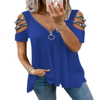 Ženska modna patent zatvarač od ramena Hot Bušilica Ležerna majica