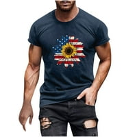 Muška dana neovisnosti Ispis majica Slim Fit Majice kratkih rukava 4th jul Crewneck Gym Tee Stretch