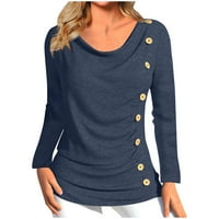 Ženski na dugim rukavima, asimetrične majice s dugim rukavima Slim fit gumb prema dolje pulover