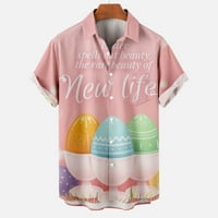 Muška uskrsna havajska majica casual gumb dolje šareno uskrsno jaje Ispiši casual majica kratkih rukava s džepom