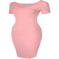 Ware Women Sofisticirani Slim Fit Scoop vrat kratki rukav Srednja haljina TWCWD065-PINK-XL