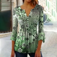 Majice za petal za žene za žene TEES Bluze casual osnovni vrhovi tiskani pulover dugmeta