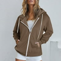 Ženski zip up hoodie modni ženski patentni zatvarač na dugih rukava s kapuljačom s kapuljačom dukserica