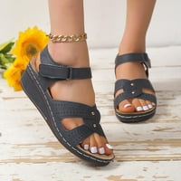 GUZOM HOGO Udobne sandale za klin udobne ortopedske sandale sa lukom potpore ležerne ljetne ravne oblike Sandale na plaži rimske cipele - plave veličine 9