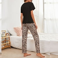 Pajamas set za ženske modne leopard Print Home Wear Plus veličine Dvodijelni gornji i hlače za spavanje odjeća za spavanje donje rublje