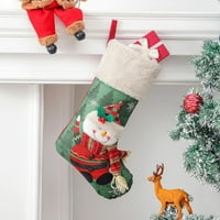 Bullpiano Božićne čarape, Xmas Čarape 3D znak Plišaj Santa, Snowman, Reindeer, Penguin, Elf, zeleno crveno čarapa 18 ukrašavanja božićnih drva
