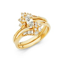 Jewels 14k žuti zlatni prsten Kubični cirkonij CZ DUO set 12