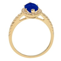 2.38ct Marquise rez simulirani plavi safir 18K žuti zlatni godišnjica Angažovanje halo prstena veličine