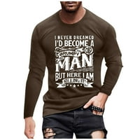Košulje za dugih rukava za muškarce za muškarce Crew vrat od tiskane prozračne majice Street stil domaće zabave Brown, L