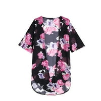 Wsevypo ženski cvjetni print Flowy Kimono Cardigans Boho Otvoreni prednji poklopac gore vrhovi kupaćim