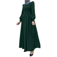 Luiyenes haljina s dugim rukavima za žene boemska čvrsta duga maxi casual haljina