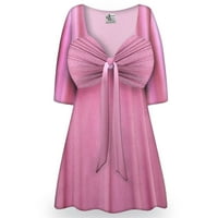 Plus veličine visokih ženskih tunika Ležerne prilike, mekani ružičasti pjenušava dizajner Ispis elegantne