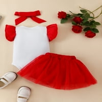Set suknje za bebe Girls, Fly rukave s ruhom Print Monper sa linijom suknje i traka za glavu ljetna odjeća