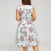 Ljetne haljine Ženski pojas bez rukava bez rukava A-line elegantne vintage haljine dužine koljena 4xl