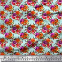 Soimoi Green Rayon tkanina Peony & Anemone cvjetna tiskana tkanina od dvorišta široka