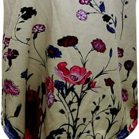 Bluze Žene okrugli vrat Bluza s kratkim rukavima modna cvjetna tiskana majica labavi fit vrhovi kaki