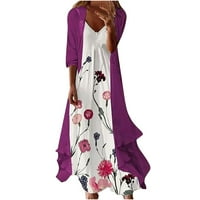 Jesenske haljine za žene Ženske ljetne rukave Smock + haljina dvije set duge haljine plaža Maxi haljina