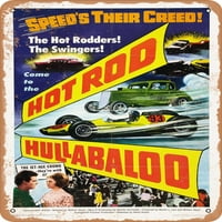 Metalni znak - Hot Rod Hullabaloo - Vintage Rusty Look