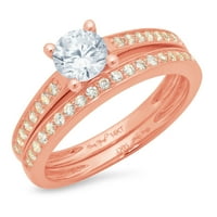 0. CT sjajan okrugli rez prirodni švicarski plavi topaz 14k Rose Gold Solitaire sa akcentima Bridal