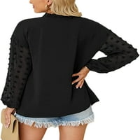 Rejlun dame vrhovi košulje u boji V izrez Elegantna tunika košulja Comfy Business Black M