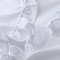 Aaiymet bluze za žene modni ženski čvrsti kratki rukav vrat V vrat Dolman vrh sa bočnim širenjem, bijeli