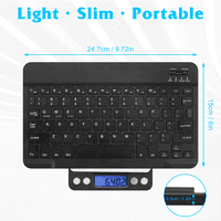 Ultra tanka publikalna bluetooth tastatura kompatibilna s Fire i drugim Bluetooth uređajima koji uključuju sve iPad, iPhonene, Android tablete, pametne telefone, Windows PC, Crnu