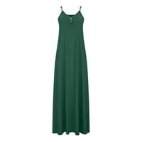 Ljetne haljine za žene Ljetne haljine za žene Casual Boho Solid Color Hoop Sling Beach Long Maxi haljina sa džepovima Sunčane haljine za žene