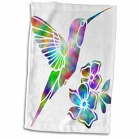 3Droza dugačka kravata boja Hummingbird i cvijeće - ručnik, prema