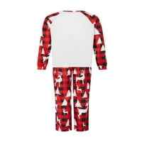 Kelajuan Božićna porodica Pajamas Podudarni set Elk Print dugih rukava i crvene plažene hlače za spavanje