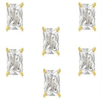 Pariz nakit 14k žuto zlato 3CT kvadratni rez bijeli safirni set od tri stup naušnice