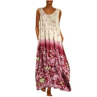 AMLBB Ljetne haljine za žene povremene ležerne print cvjetne prevelike haljine bez rukava bez rukava