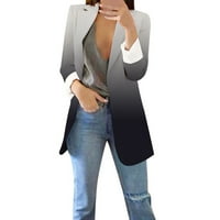 Njshnmn Ženska rukava Blazer ured za žene Poslovni puni blejni kaputi, crni, m