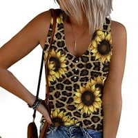 Bvanrty ženski suncokret grafički rezervoar za blubu za bluzu Vintage Country Tunic Ljetna odjeća Trendy