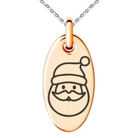 Crni od nehrđajućeg čelika Divan Santa Claus ugraviran ogrlica sa malim ovalnim šarmom