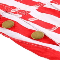 Calsunbaby Womens Rompers Tumpsuits 4. jula Američka zastava Casual Compunes BIB traper kratke hlače Par's Oneie Jeans Flag L l
