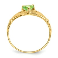 14k žuto zlatni prsten za prsten tema avgust kubični cirkonijski cz zeleni, veličine 7